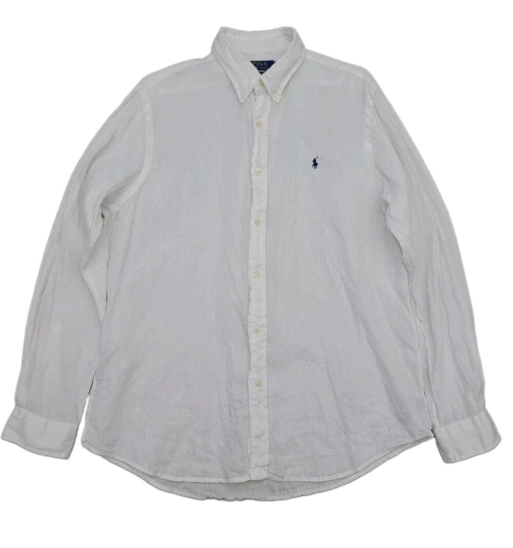 Polo Ralph Lauren Linen Button Up Men Large White Classic Fit